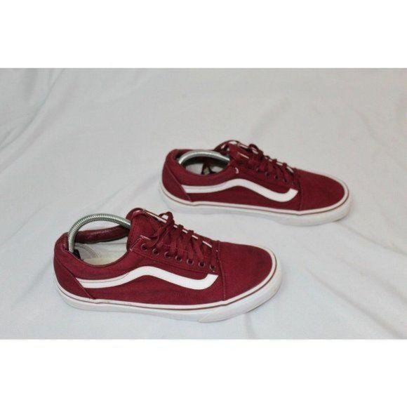 VANS OLD SKOOL Red CANVAS SUEDE WHITE MEN SZ 9.5 - Picture 1 of 6